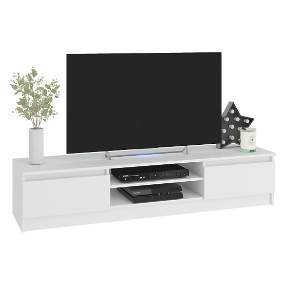 Perete de living CLP - set de mobilier vitrină + dulap TV alb