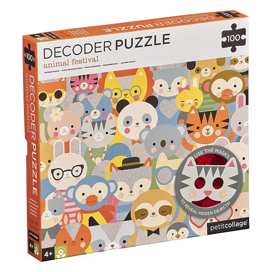 Petit Collage Puzzle animale 100 buc cu ochelari 3D