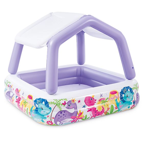 Piscină gonflabilă cu acoperiș pentru copii mov INTEX 57470-DINO