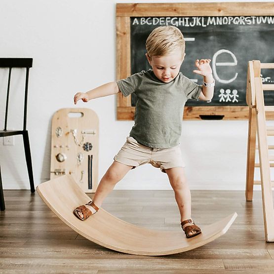 Placă de echilibru din lemn pentru copii, leagăn exerciții de echilibru ECOTOYS