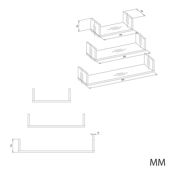 Poliță de perete suspendată MOBI 3P STEJAR SONOMA