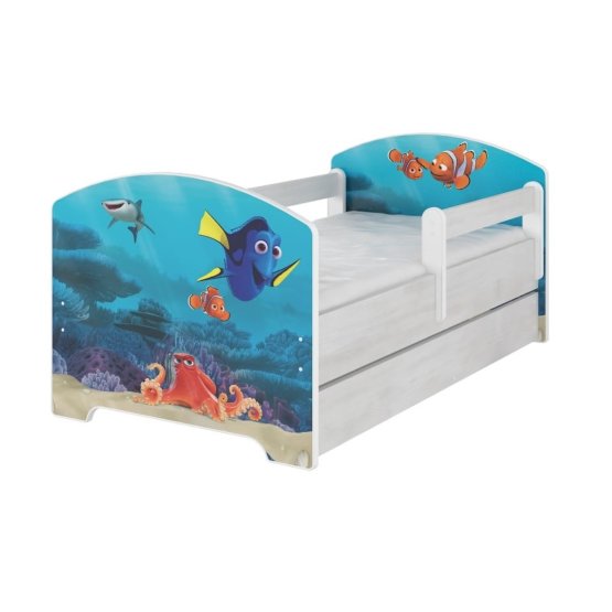 copii pat cu barieră - dory și Nemo - decor norvegiană pin