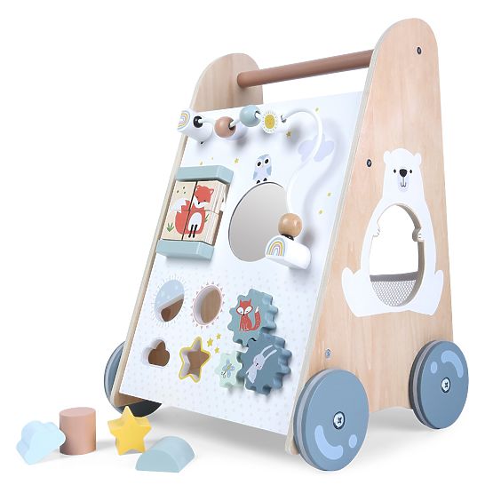 Premergător din lemn pentru copii cu elemente mobile ECOTOYS