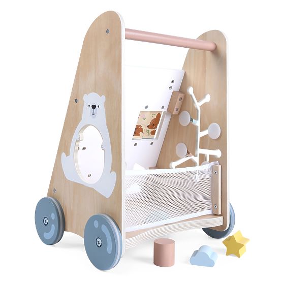 Premergător din lemn pentru copii cu elemente mobile ECOTOYS