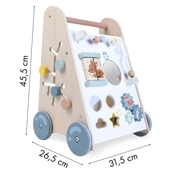 Premergător din lemn pentru copii cu elemente mobile ECOTOYS