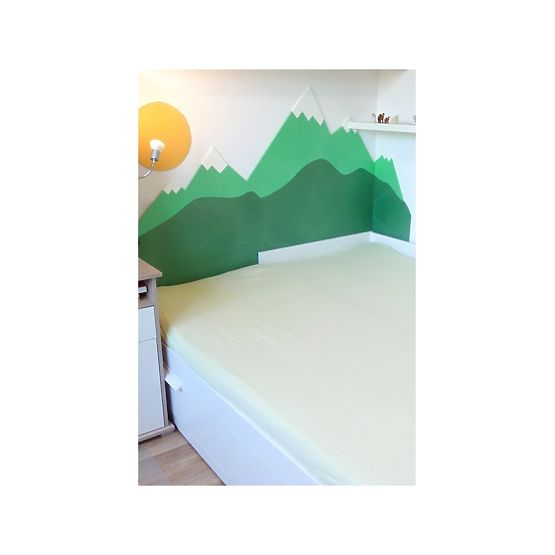 Protecție cu spumă pentru peretele din spatele patului Munții - verde