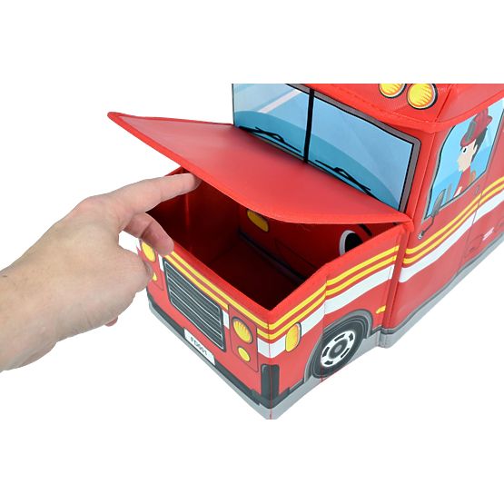 Pufă cutie de depozitare camion de pompieri - roșu