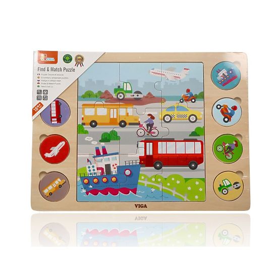 Puzzle 2în1 Vehicule - puzzle și joc găsește umbra