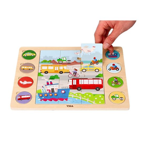 Puzzle 2în1 Vehicule - puzzle și joc găsește umbra