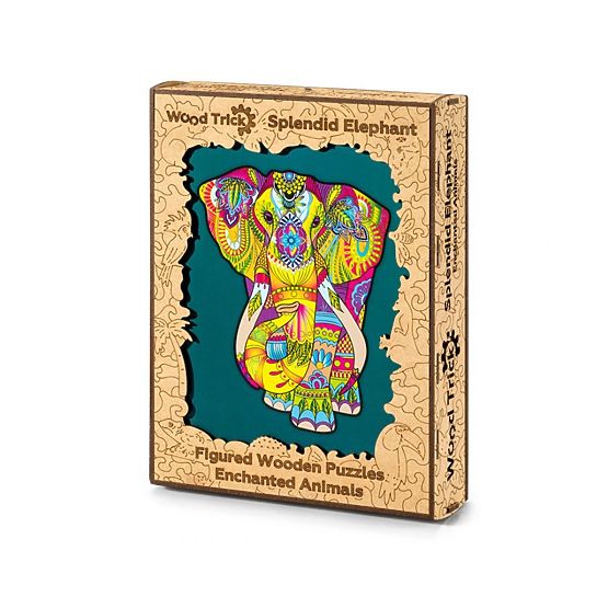 Puzzle colorat din lemn - elefant