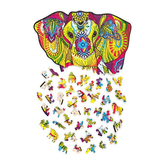 Puzzle colorat din lemn - elefant