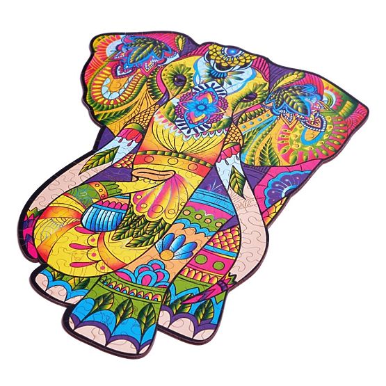 Puzzle colorat din lemn - elefant