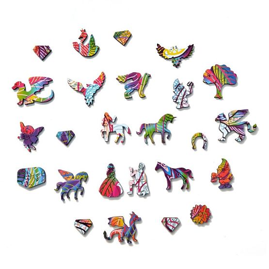 Puzzle colorat din lemn - unicorn