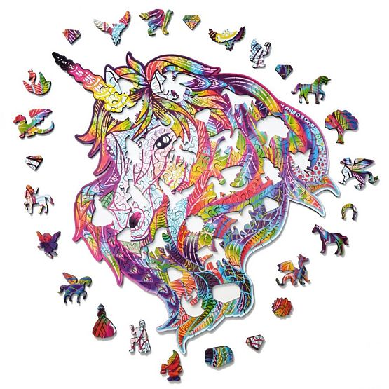 Puzzle colorat din lemn - unicorn
