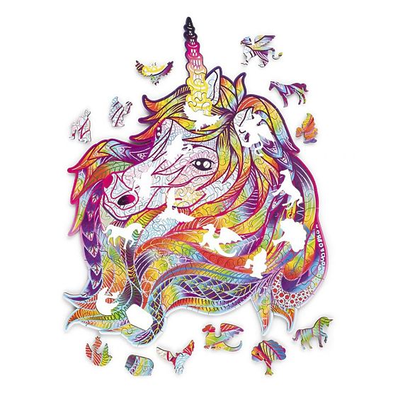 Puzzle colorat din lemn - unicorn