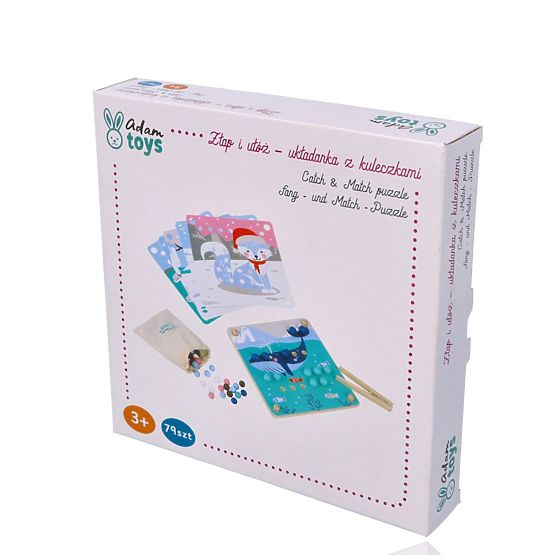 Puzzle cu bile Prinde și asamblează animale arctice