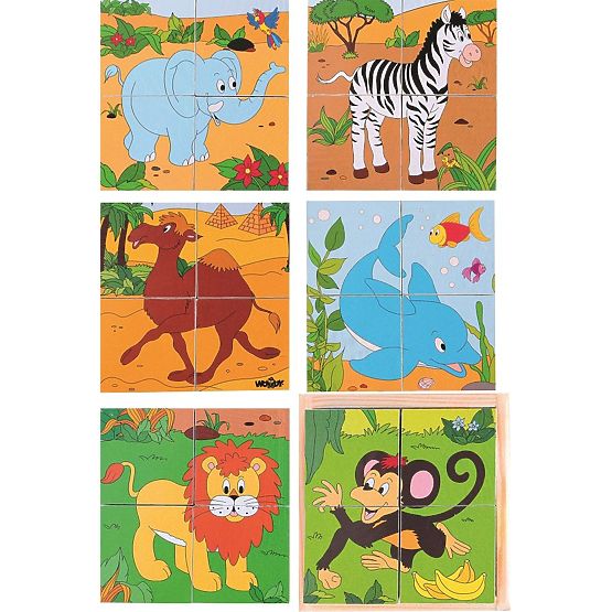 Puzzle cu cuburi Zoo
