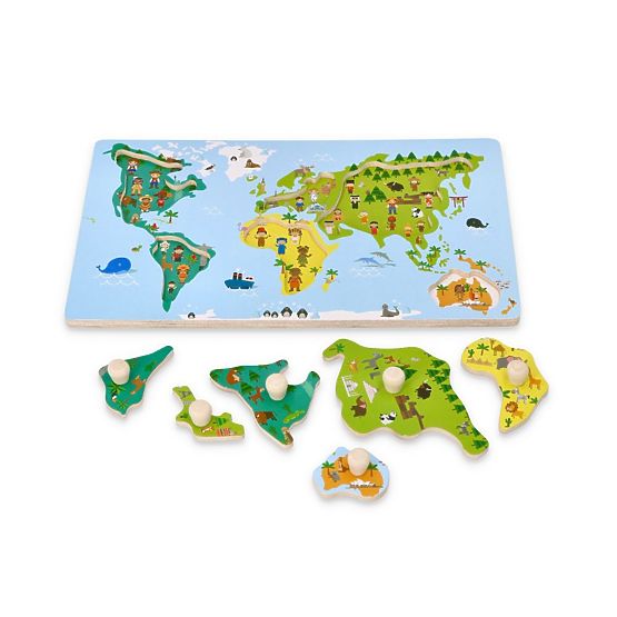 Puzzle cu mânere hartă mondială