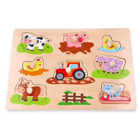 Puzzle cu mânere Prietenii de la fermă și tractorul