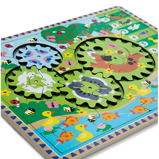 Puzzle cu roți dințate Cursa animalelor