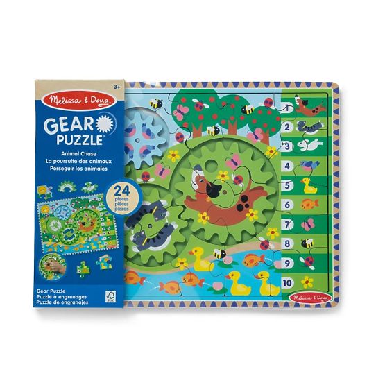 Puzzle cu roți dințate Cursa animalelor