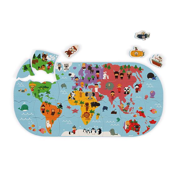 Janod Jucărie de apă puzzle Hartă mondială 28 buc