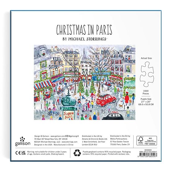 Puzzle din folie Galison Michael Storrings Crăciun la Paris 1000 de piese