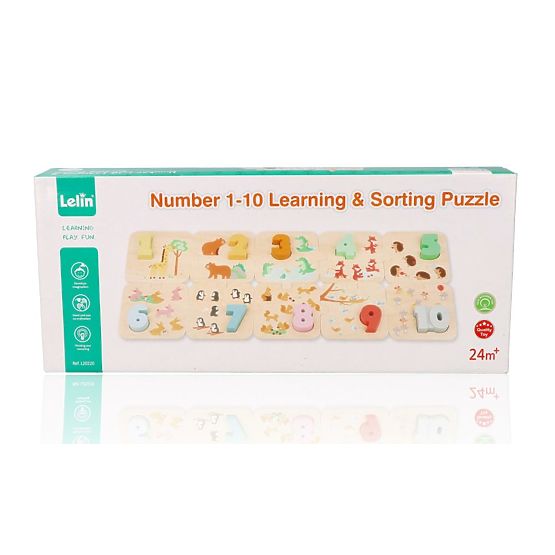 Puzzle din lemn cu animale - învățarea numerelor Montessori