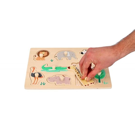 Puzzle din lemn cu mânere Safari