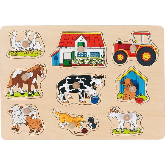 Puzzle din lemn GOKI cu mânere 