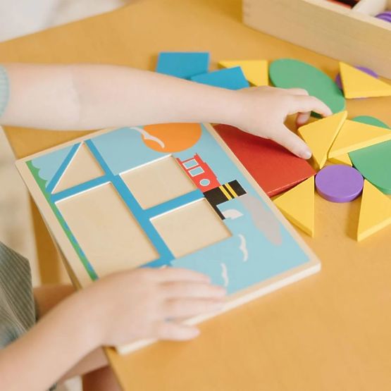 Puzzle din lemn - Mozaic - culori și forme