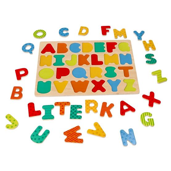 Puzzle din lemn noi Abecedar - joc de litere