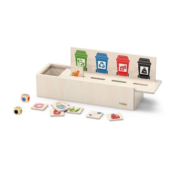 Puzzle din lemn pentru învățarea sortării deșeurilor