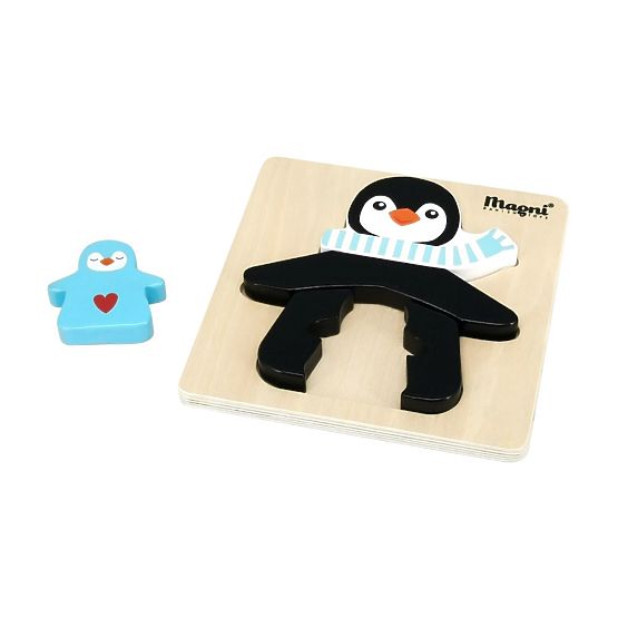 Puzzle din lemn Pinguin cu pui