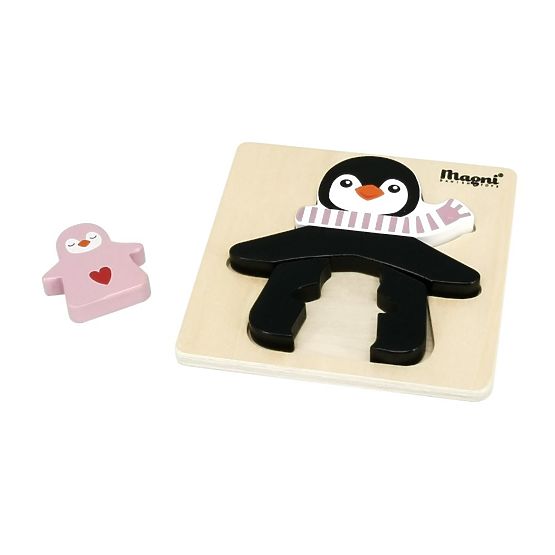 Puzzle din lemn Pinguin cu pui
