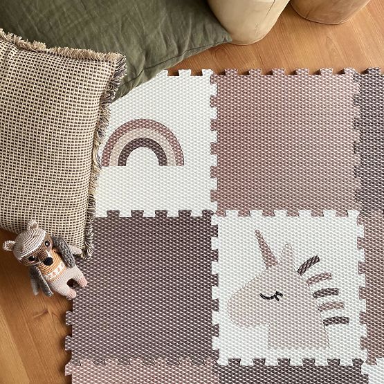 Puzzle din spumă 9 piese - unicorn și curcubeu