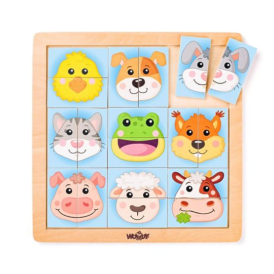 Puzzle Fețe colorate de animale de la fermă