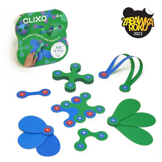 Puzzle magnetic Clixo Itsy, Verde-Albastru