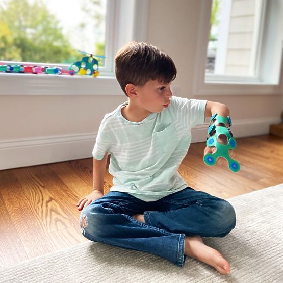 Puzzle magnetic Clixo Itsy, Verde-Albastru