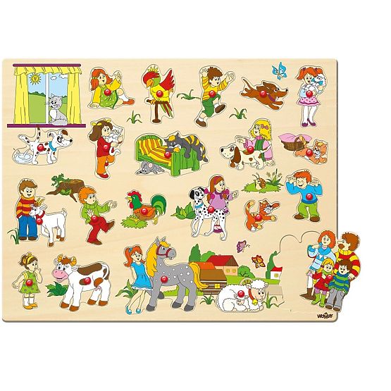 Puzzle mare pentru copii și animalele lor