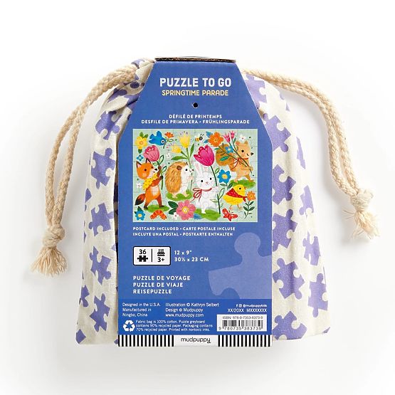 Puzzle Mudpuppy Paradă de primăvară în săculeț textil 36 de piese