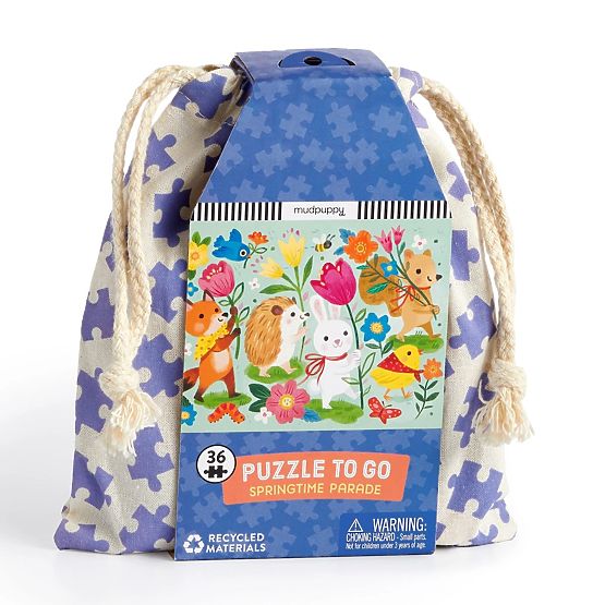 Puzzle Mudpuppy Paradă de primăvară în săculeț textil 36 de piese