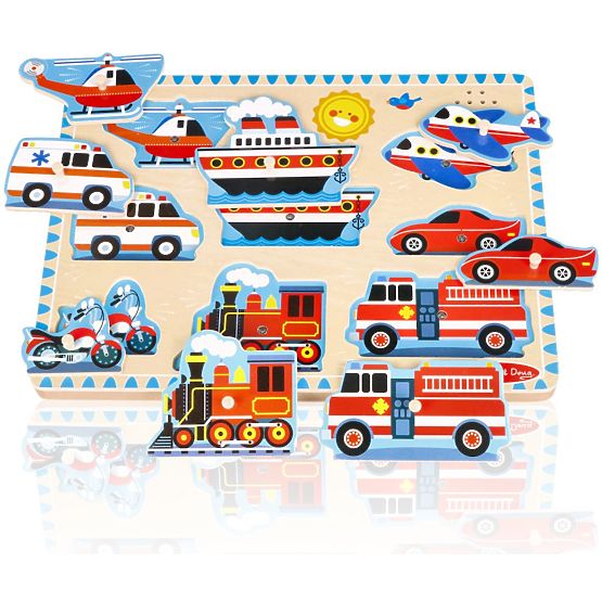 Puzzle muzical din lemn - Vehicule - puzzle sonor