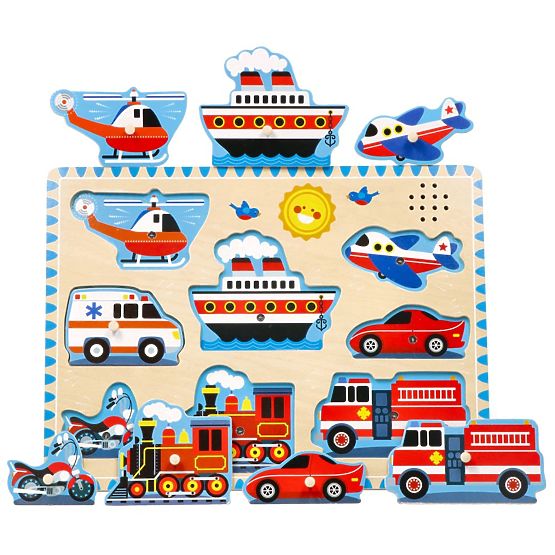 Puzzle muzical din lemn - Vehicule - puzzle sonor