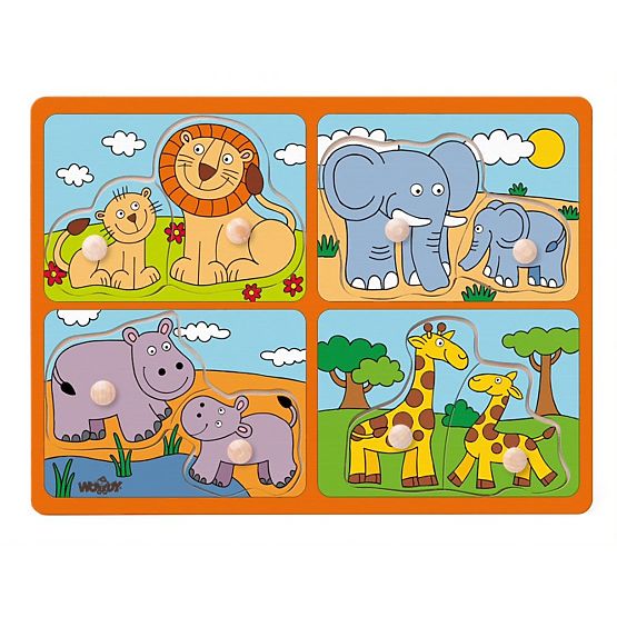 Puzzle Safari - animale cu pui