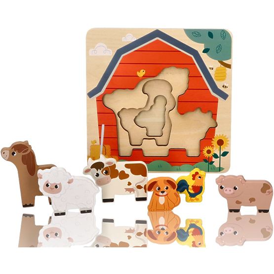 Puzzle stratificate cu animale de la fermă