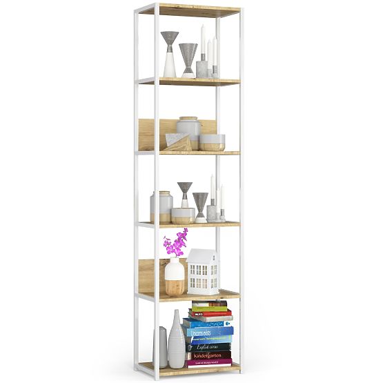 Raft metalic loft 50 cm - alb-stejar artisan - 6 rafturi