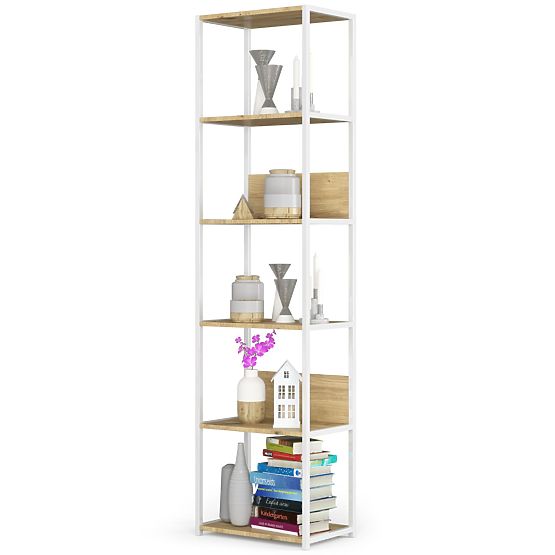 Raft metalic loft 50 cm - alb-stejar artisan - 6 rafturi