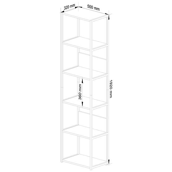 Raft metalic loft 50 cm - alb-stejar artisan - 6 rafturi
