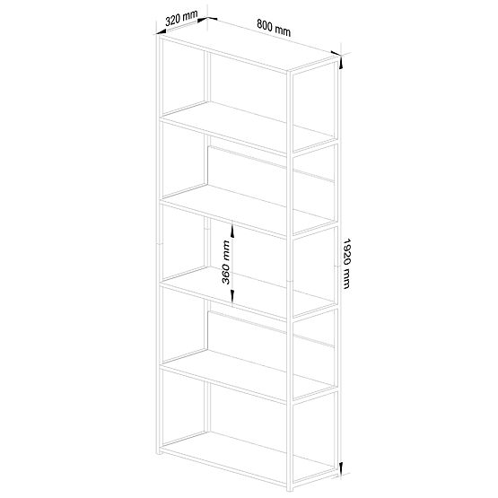 Raft metalic loft 80 cm - alb-stejar sonoma - 6 rafturi